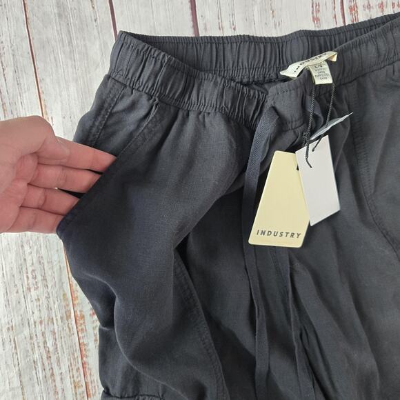 Industry Republic Women Jogger Cargo Pants Lg Black Drawstring Stretch Waist NWT - Picture 6 of 10